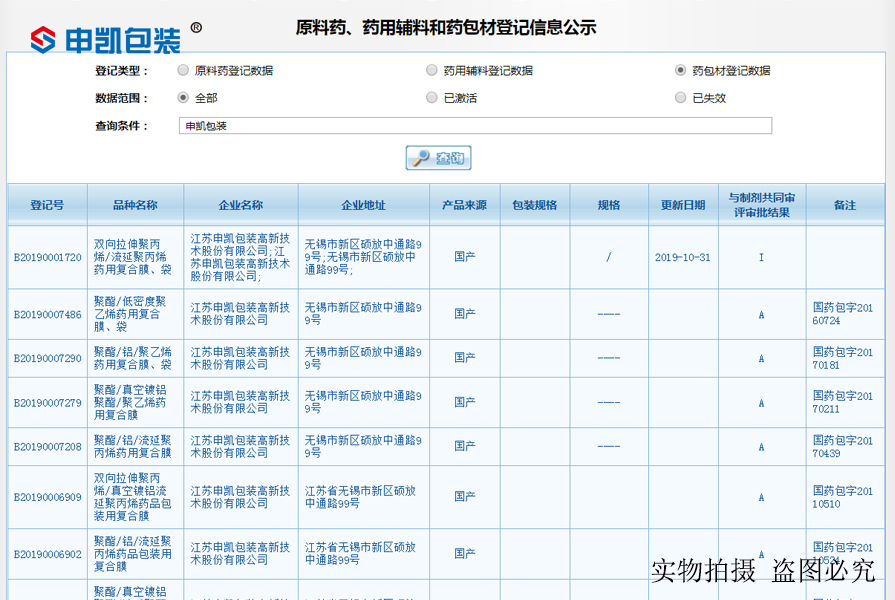 药用包装登记号